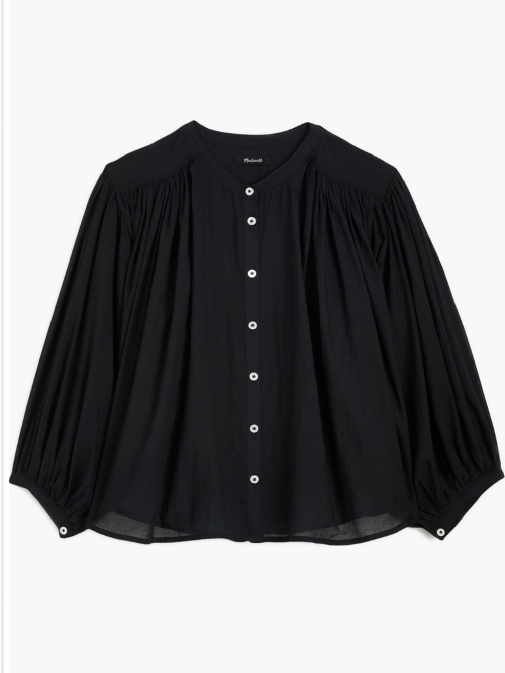 🖤 Madewell Shirred Voile Button-Up Top Black XXS 🖤